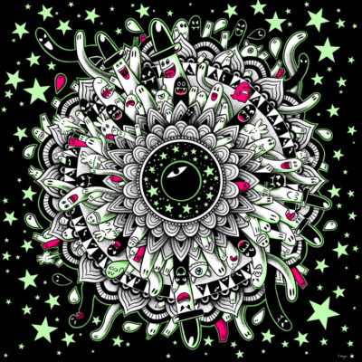 Genèse et Chaos 36 70x70cm TOILE 65x65cm - Mandala - VERT